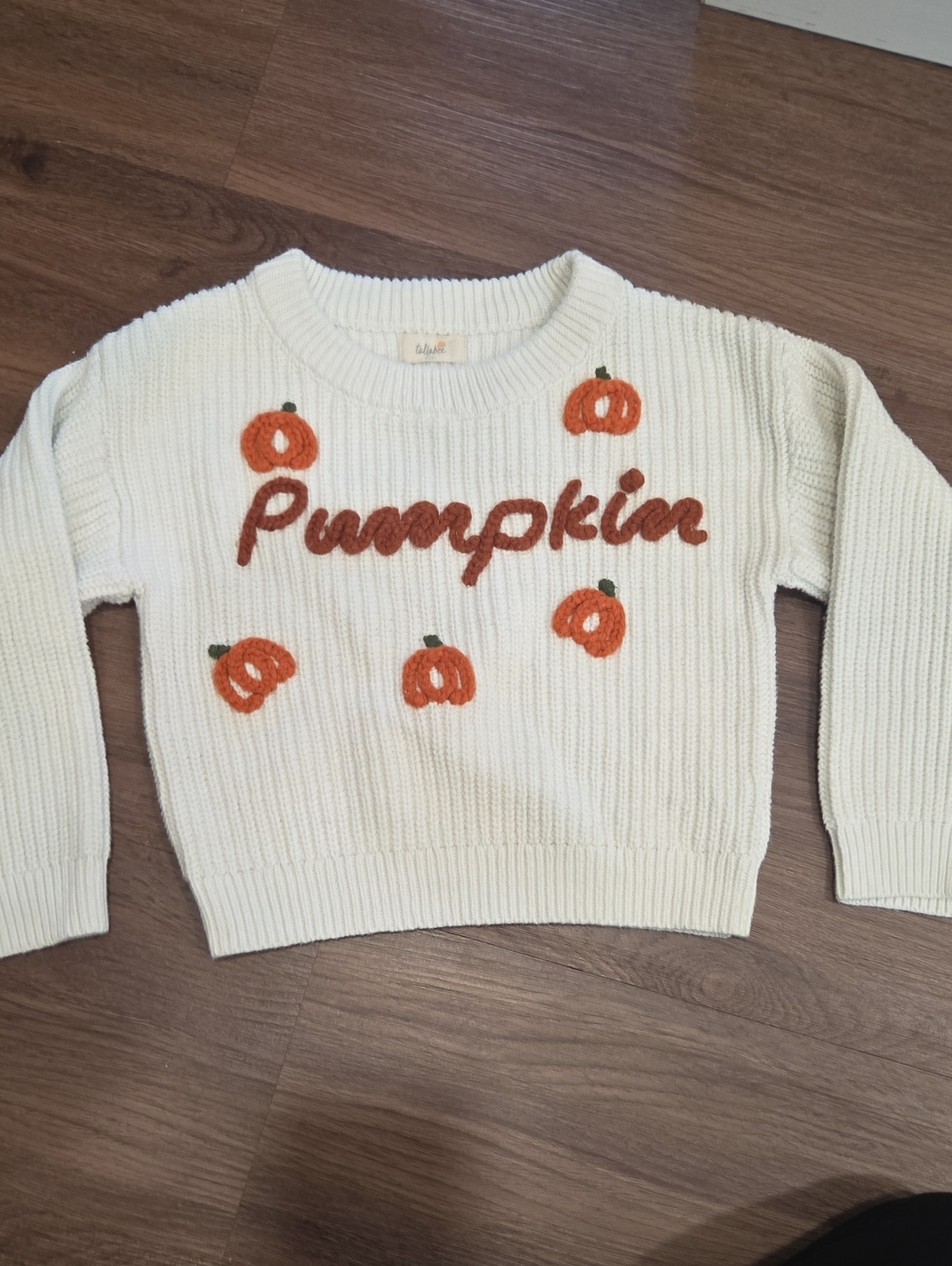 Tullabee Knit Fall Pumpkin Thanksgiving Cream Toddler Sweater